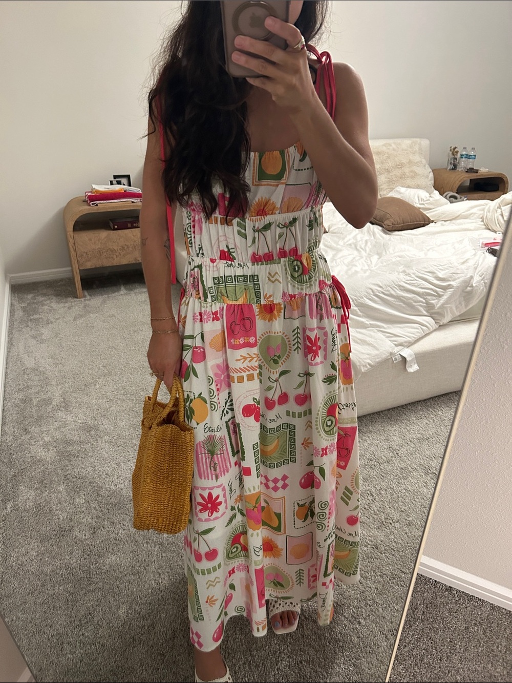 Colorful Fruit & Floral Print Sundress